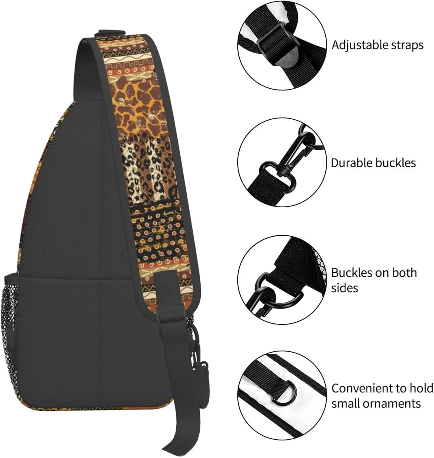 African Art Shoulder Bag African Sling Backpack Daypack Casual Backpack African Ethnic Hiking Bag Backpack Bag