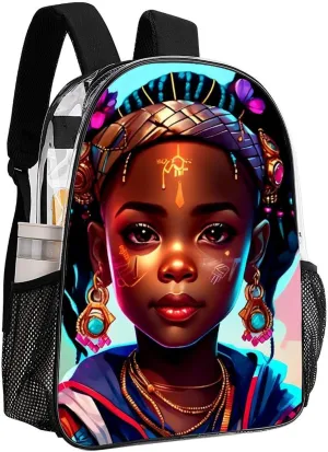 Afro Women African American Black Women Art Backpack Transparent Anti-Theft Multipurpose Bookbag Large Capacity Laptop Book Bag Rucksack With Side Pockets