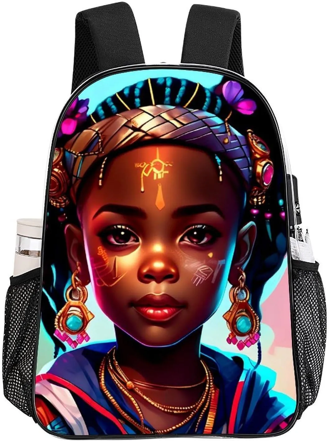 Afro Women African American Black Women Art Backpack Transparent Anti-Theft Multipurpose Bookbag Large Capacity Laptop Book Bag Rucksack With Side Pockets