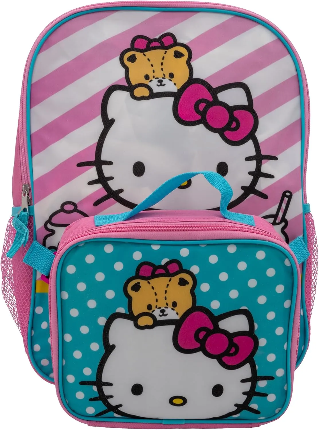 AI ACCESSORY INNOVATIONS Hello Kitty 2 Piece Backpack Set, Girls Kawaii 16" School Bag, Pink