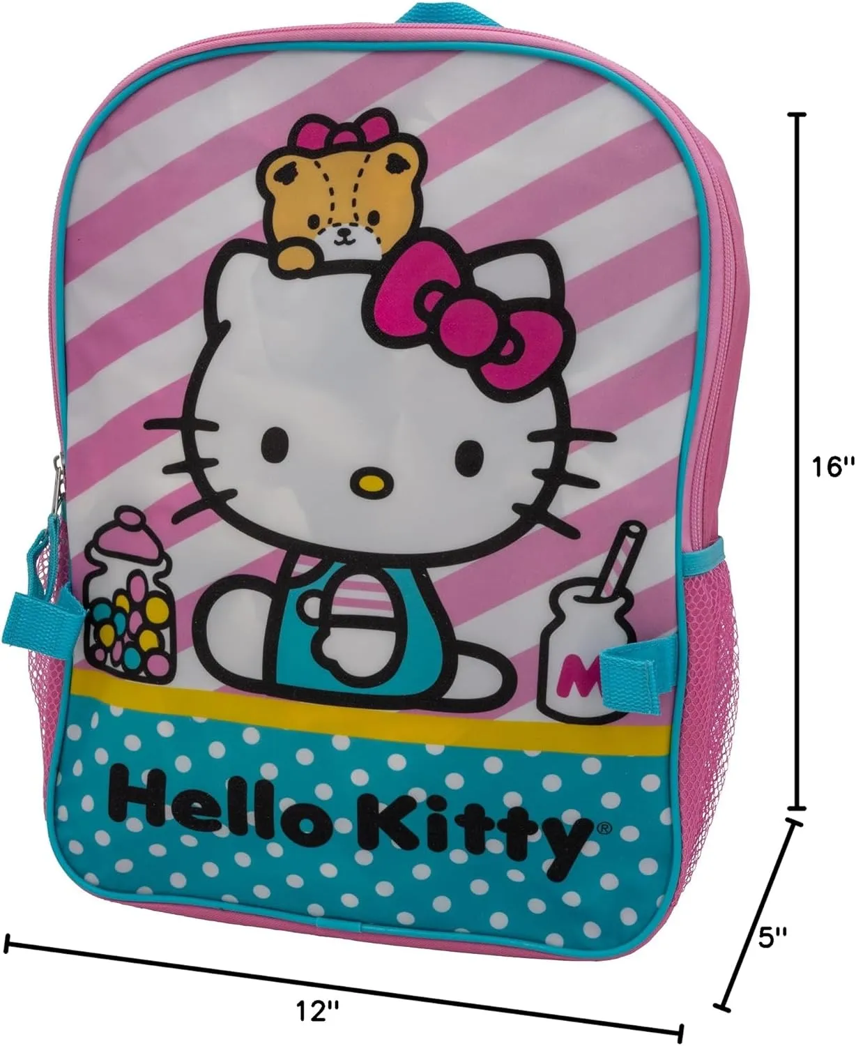 AI ACCESSORY INNOVATIONS Hello Kitty 2 Piece Backpack Set, Girls Kawaii 16" School Bag, Pink