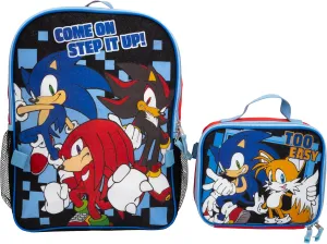 AI ACCESSORY INNOVATIONS Sonic The Hedgehog 2 Piece Backpack Set, Boys & Girls 16" School Bag, Red
