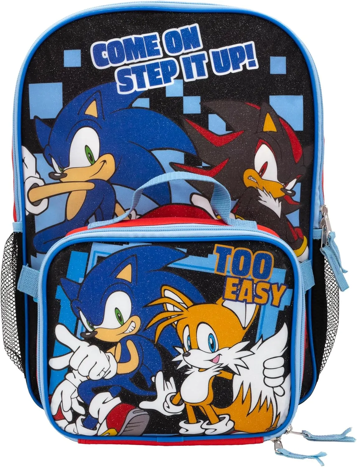 AI ACCESSORY INNOVATIONS Sonic The Hedgehog 2 Piece Backpack Set, Boys & Girls 16" School Bag, Red
