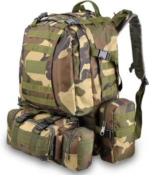 aiGear Tactical Backpack for Men, 55L Military Backpack, 3-Day Bug Out Bag for Camping Hiking Hunting with Molle System Army Daypack (55L Camo)