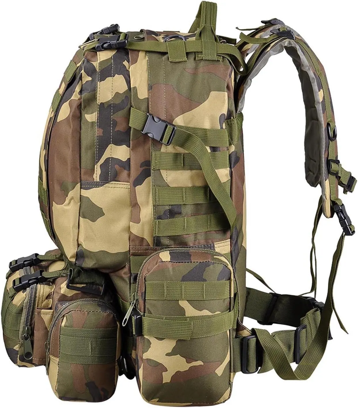 aiGear Tactical Backpack for Men, 55L Military Backpack, 3-Day Bug Out Bag for Camping Hiking Hunting with Molle System Army Daypack (55L Camo)