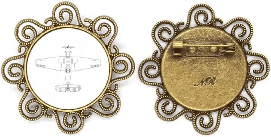 Aircraft Line Structure Art Deco Fashion Flower Brooch Pins Jewelry Gift for Girls