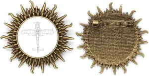 Aircraft Line Structure Art Deco Fashion Metall Sonne Brosche Haken Pin