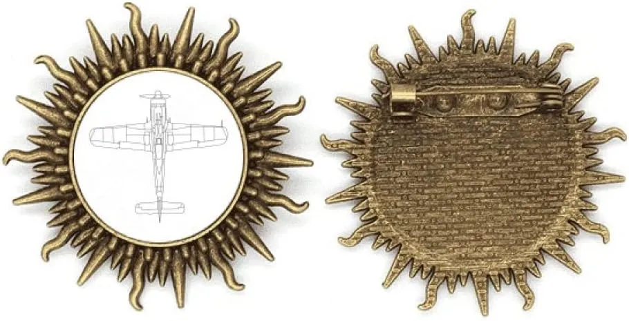 Aircraft Line Structure Art Deco Fashion Metall Sonne Brosche Haken Pin