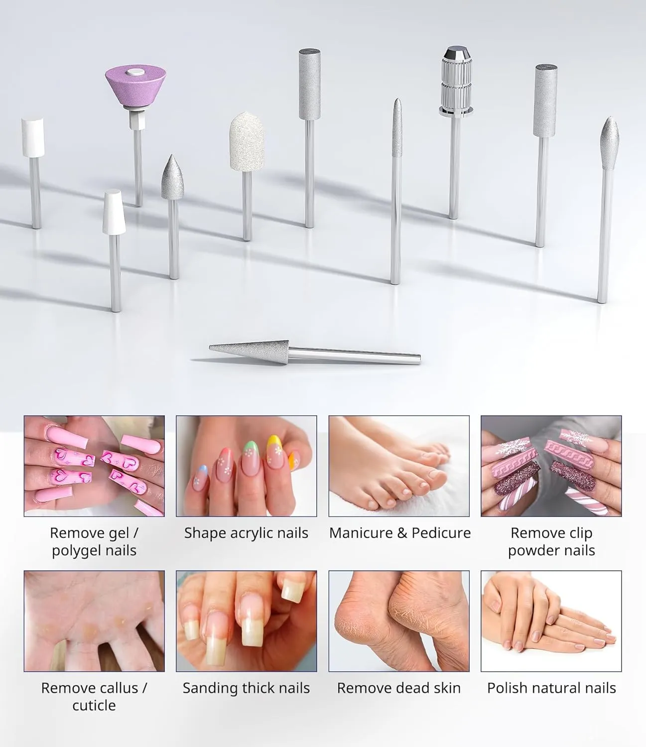 AIRSEE Studio Basic Adapter Portable Electric Nail Drill Machine for Professional, EFile for Acrylic Gel Nails and Manicure Pedicure Polishing Shape, Electric Nail File Kit for Salon Purple