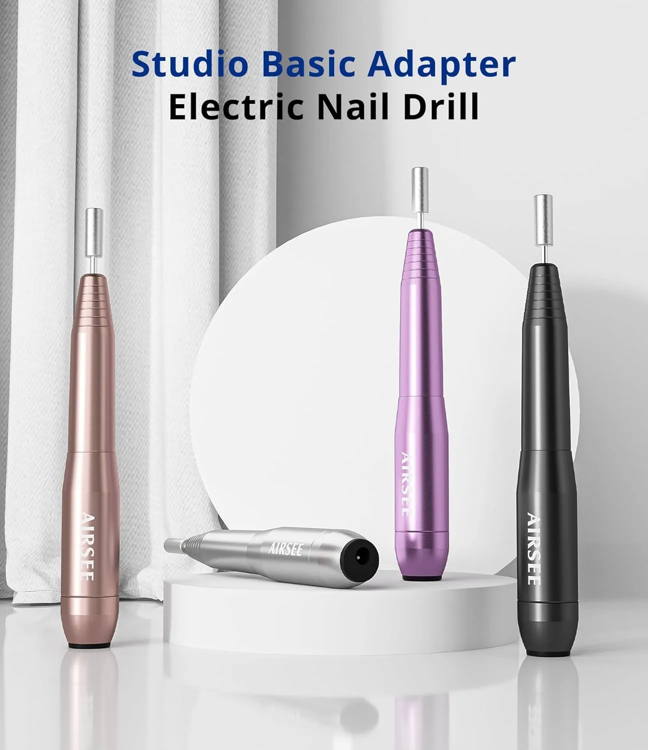 AIRSEE Studio Basic Adapter Portable Electric Nail Drill Machine for Professional, EFile for Acrylic Gel Nails and Manicure Pedicure Polishing Shape, Electric Nail File Kit for Salon Purple