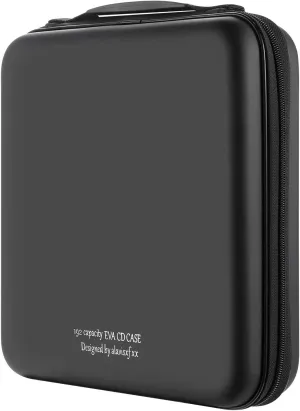 alavisxf xx CD Case, 192 Capacity EVA Protective Blu-ray DVD Case Portable Zipper CD Case Holder Disc Storage Organizer Wallet Bag for Car Home Travel (192 Capacity, Black192)
