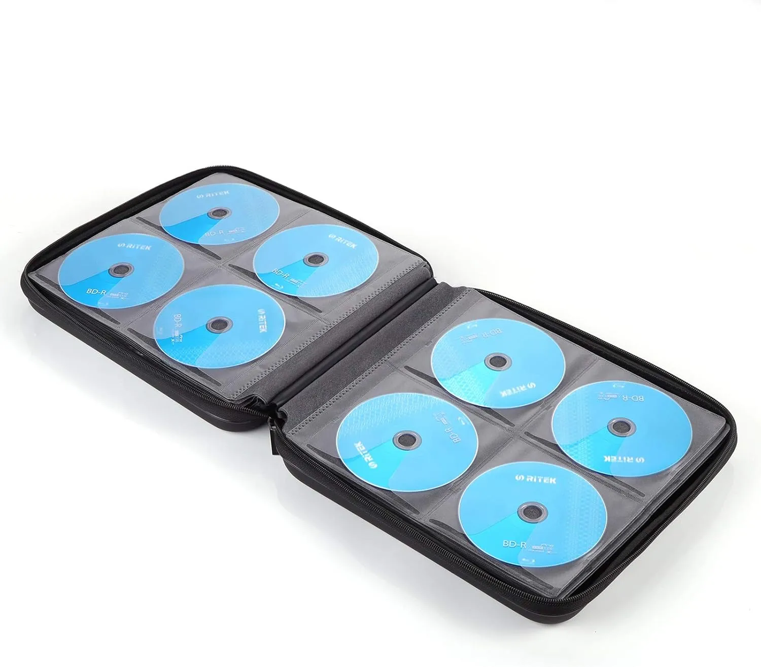 alavisxf xx CD Case, 192 Capacity EVA Protective Blu-ray DVD Case Portable Zipper CD Case Holder Disc Storage Organizer Wallet Bag for Car Home Travel (192 Capacity, Black192)