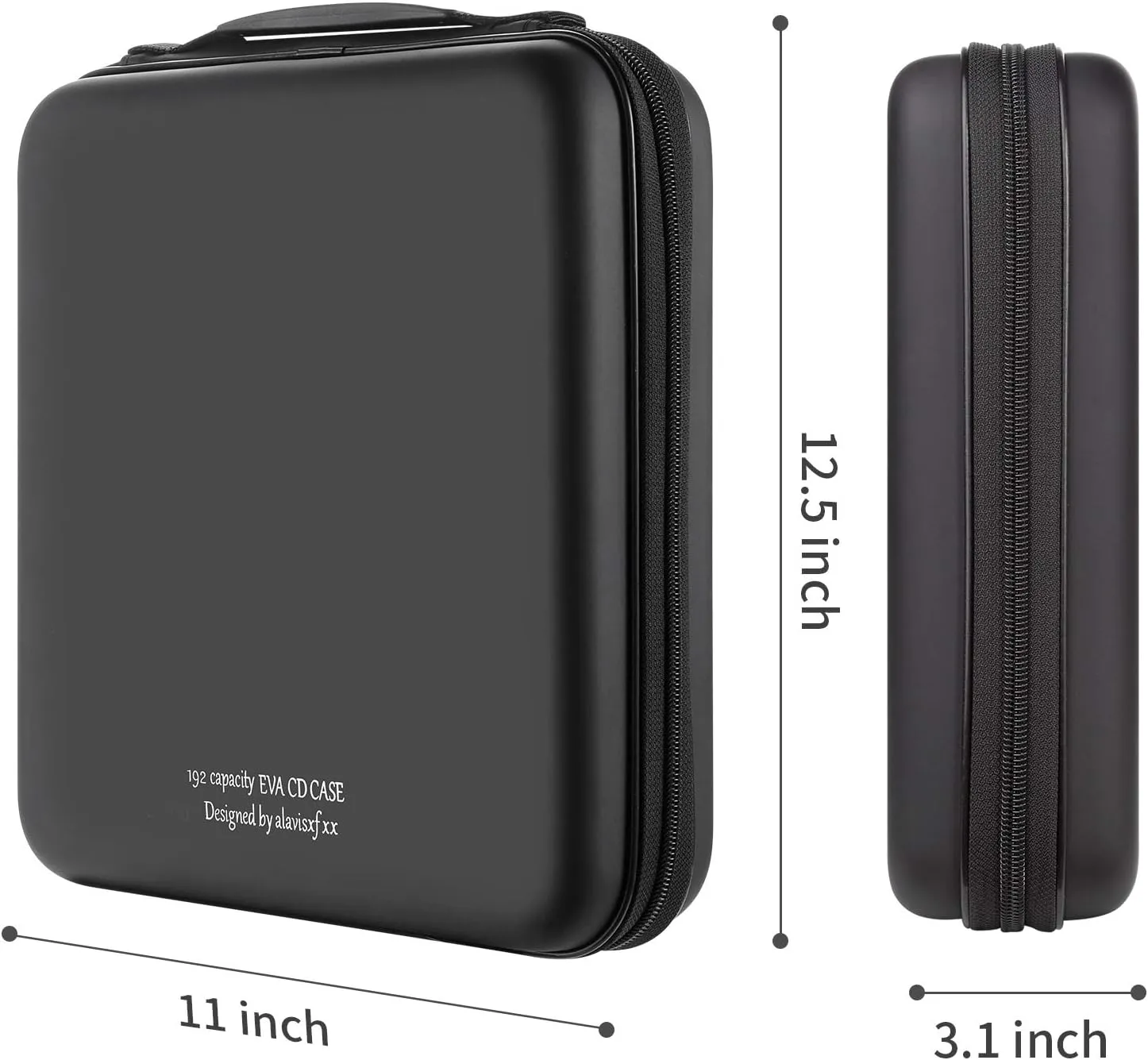 alavisxf xx CD Case, 192 Capacity EVA Protective Blu-ray DVD Case Portable Zipper CD Case Holder Disc Storage Organizer Wallet Bag for Car Home Travel (192 Capacity, Black192)