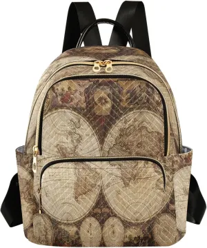 ALAZA Artwork World Map Women Backpack Purse Ladies Fashion Shoulder Bag Daypack Travel Bag 7.5L