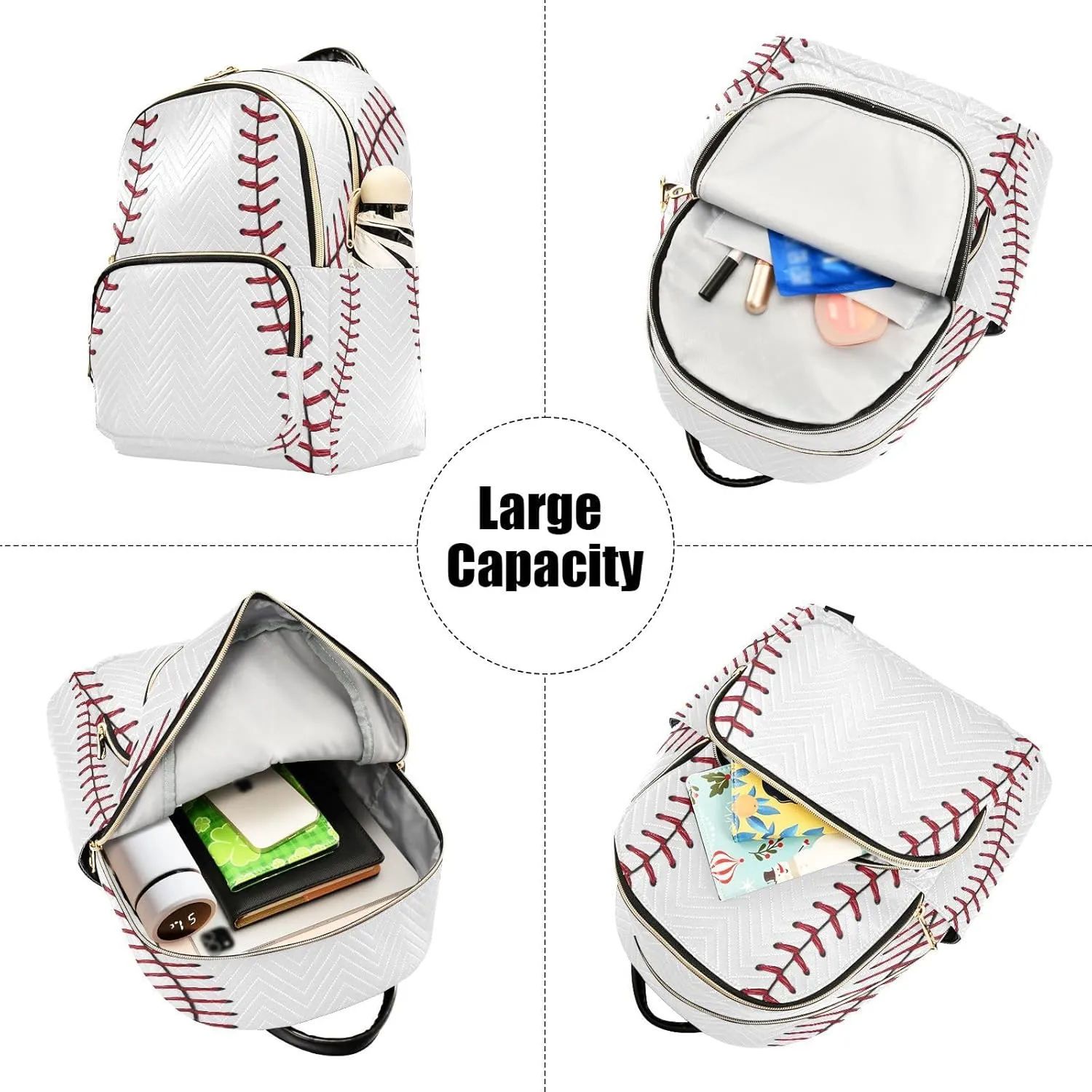 ALAZA Baseball Red Lace Women Backpack Purse Ladies Fashion Shoulder Bag Daypack Travel Bag 10L