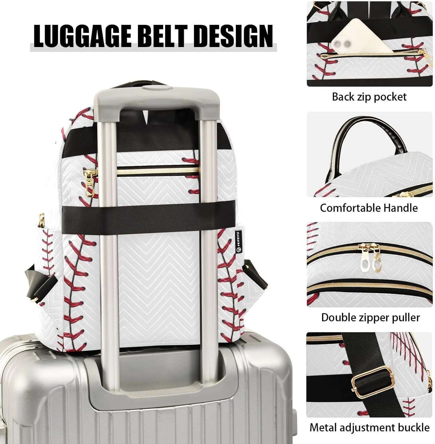 ALAZA Baseball Red Lace Women Backpack Purse Ladies Fashion Shoulder Bag Daypack Travel Bag 10L
