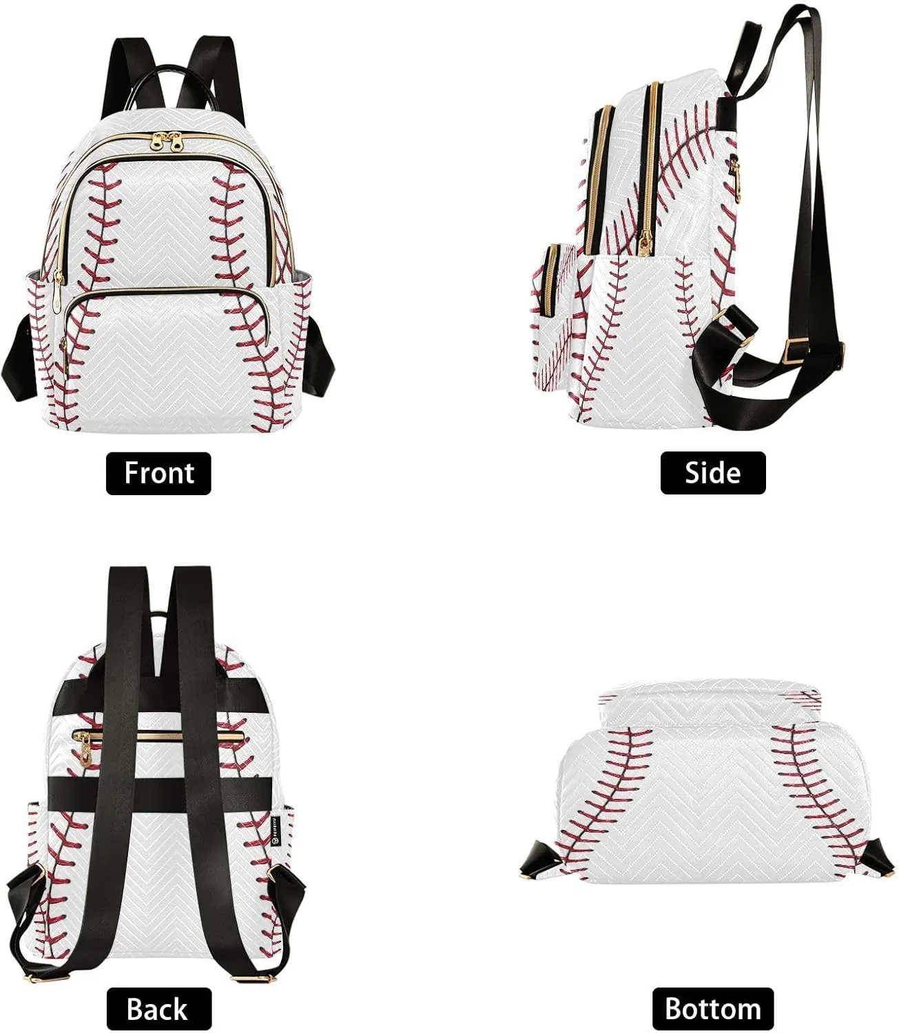 ALAZA Baseball Red Lace Women Backpack Purse Ladies Fashion Shoulder Bag Daypack Travel Bag 10L