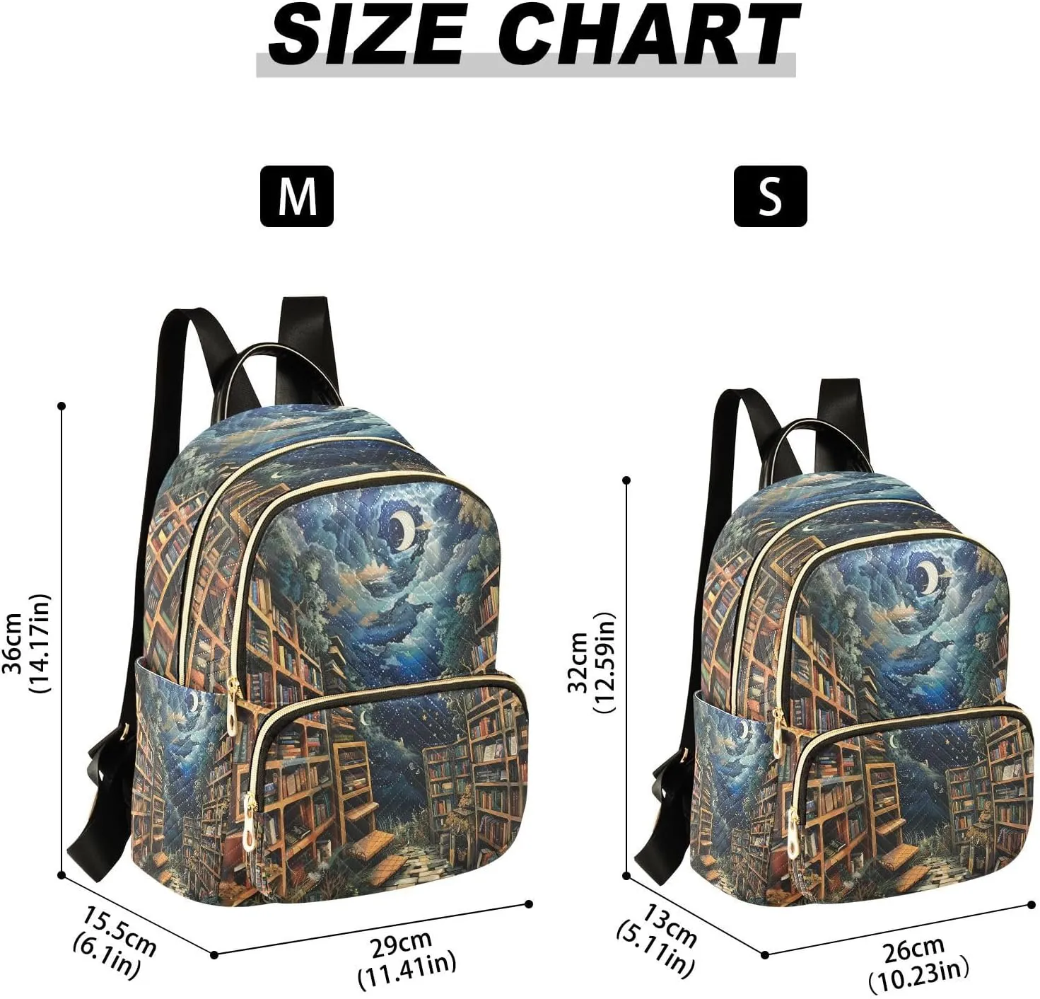 ALAZA Bookshelf Magic Women Backpack Purse Ladies Fashion Shoulder Bag Daypack Travel Bag 7.5L