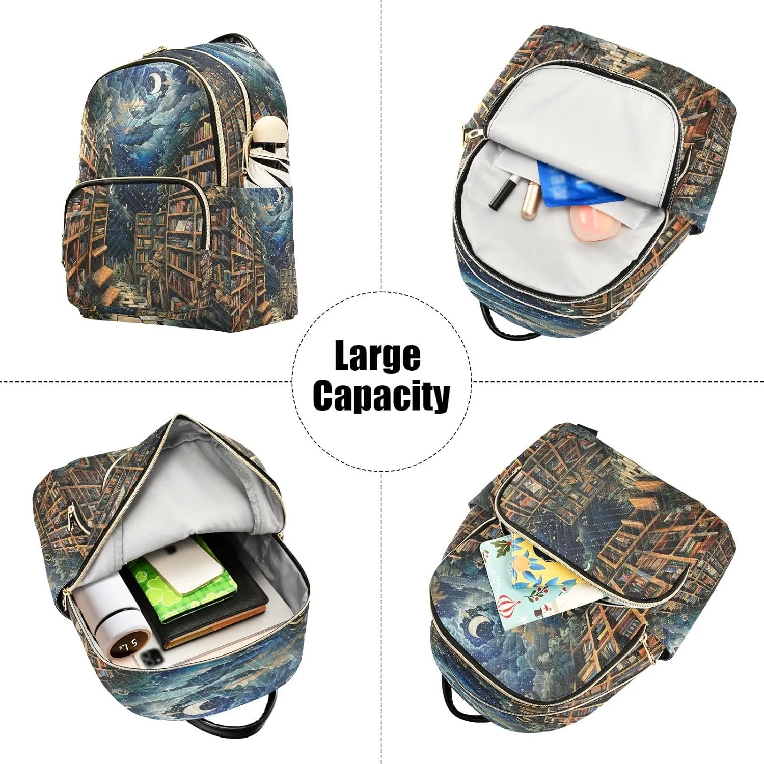 ALAZA Bookshelf Magic Women Backpack Purse Ladies Fashion Shoulder Bag Daypack Travel Bag 7.5L