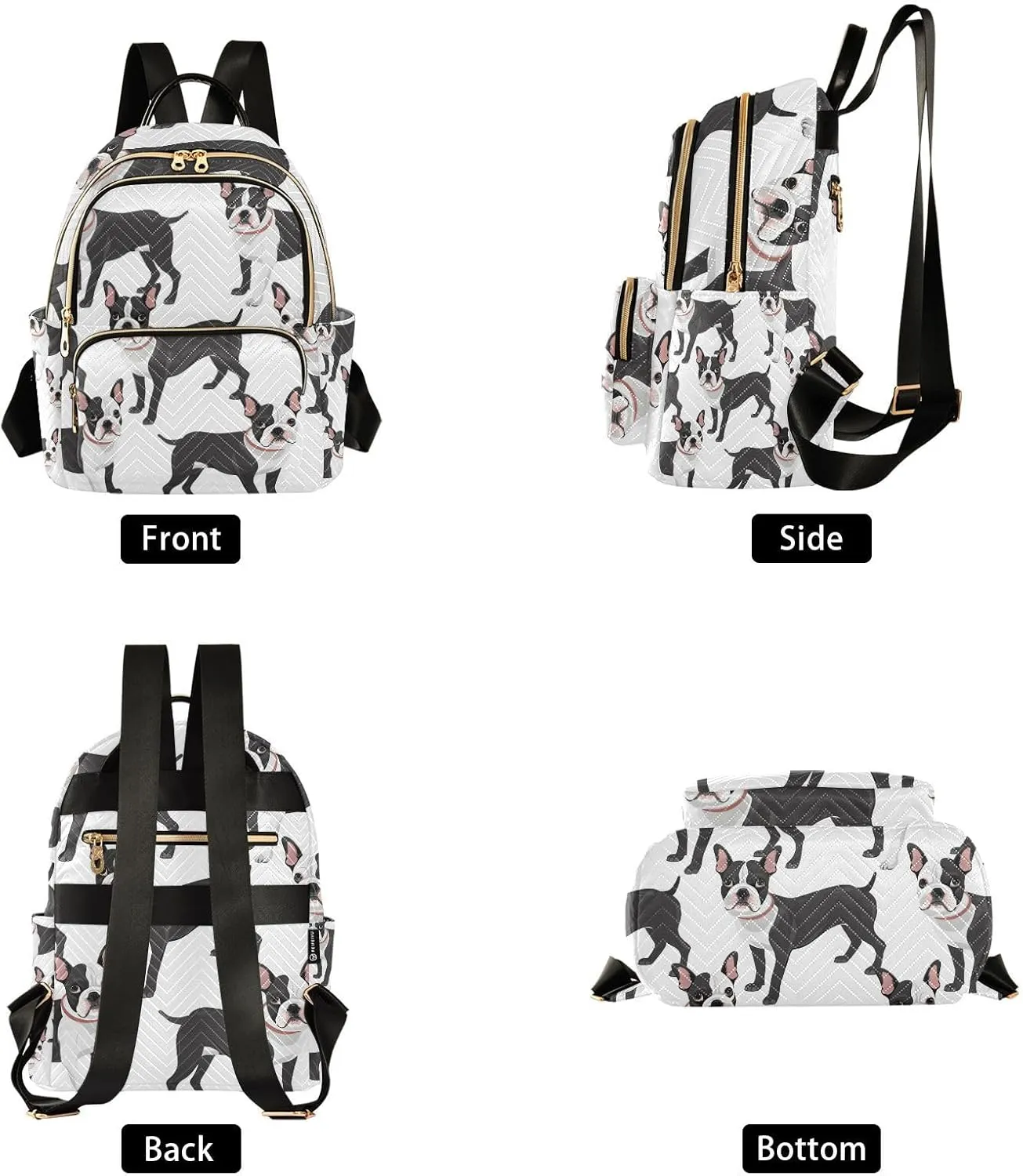 ALAZA Boston Terrier Dog Mini Backpack Purse for Women Travel Bag Lightweight Shoulder Bag Fashion Daypack