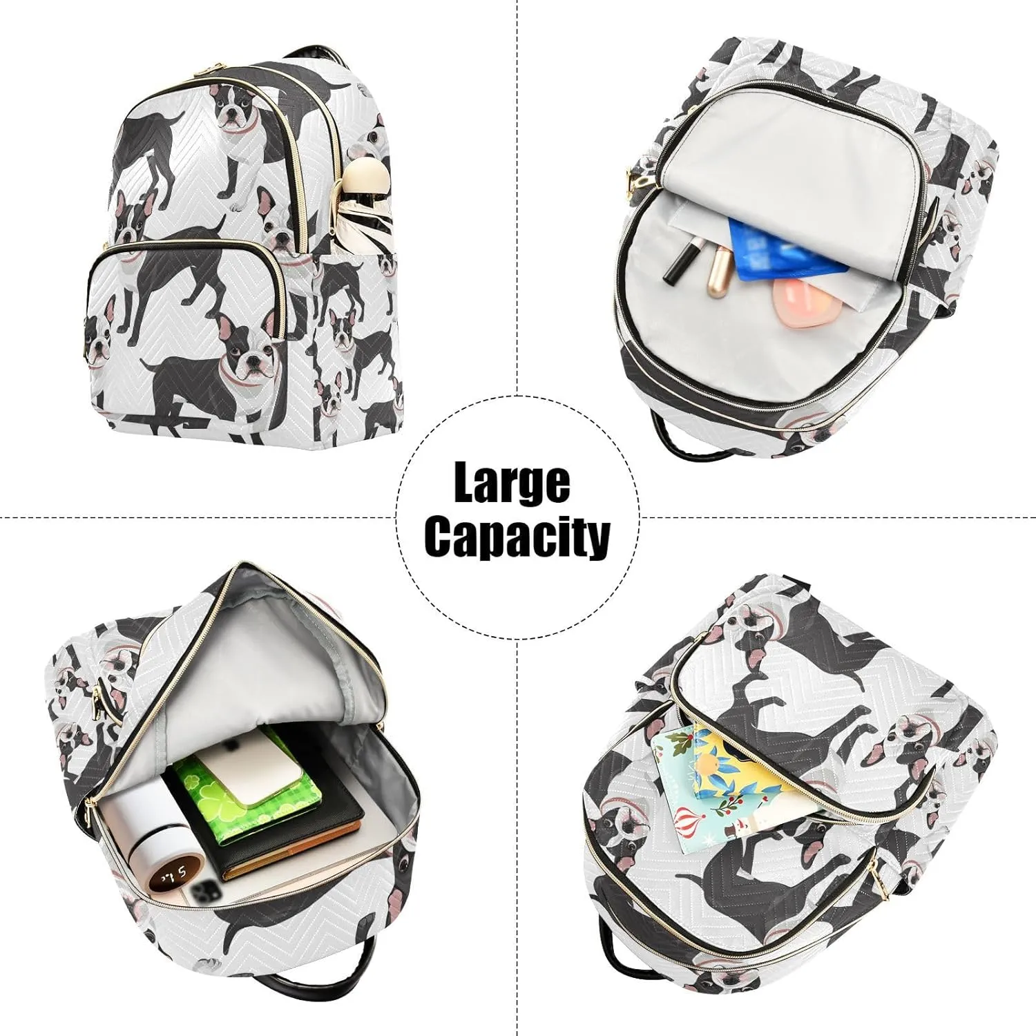 ALAZA Boston Terrier Dog Mini Backpack Purse for Women Travel Bag Lightweight Shoulder Bag Fashion Daypack
