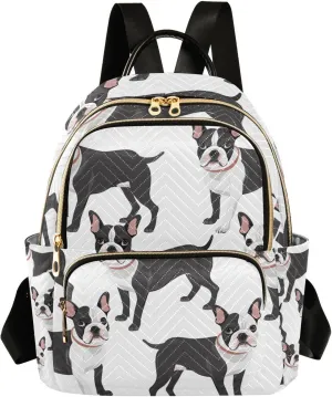 ALAZA Boston Terrier Dog Mini Backpack Purse for Women Travel Bag Lightweight Shoulder Bag Fashion Daypack