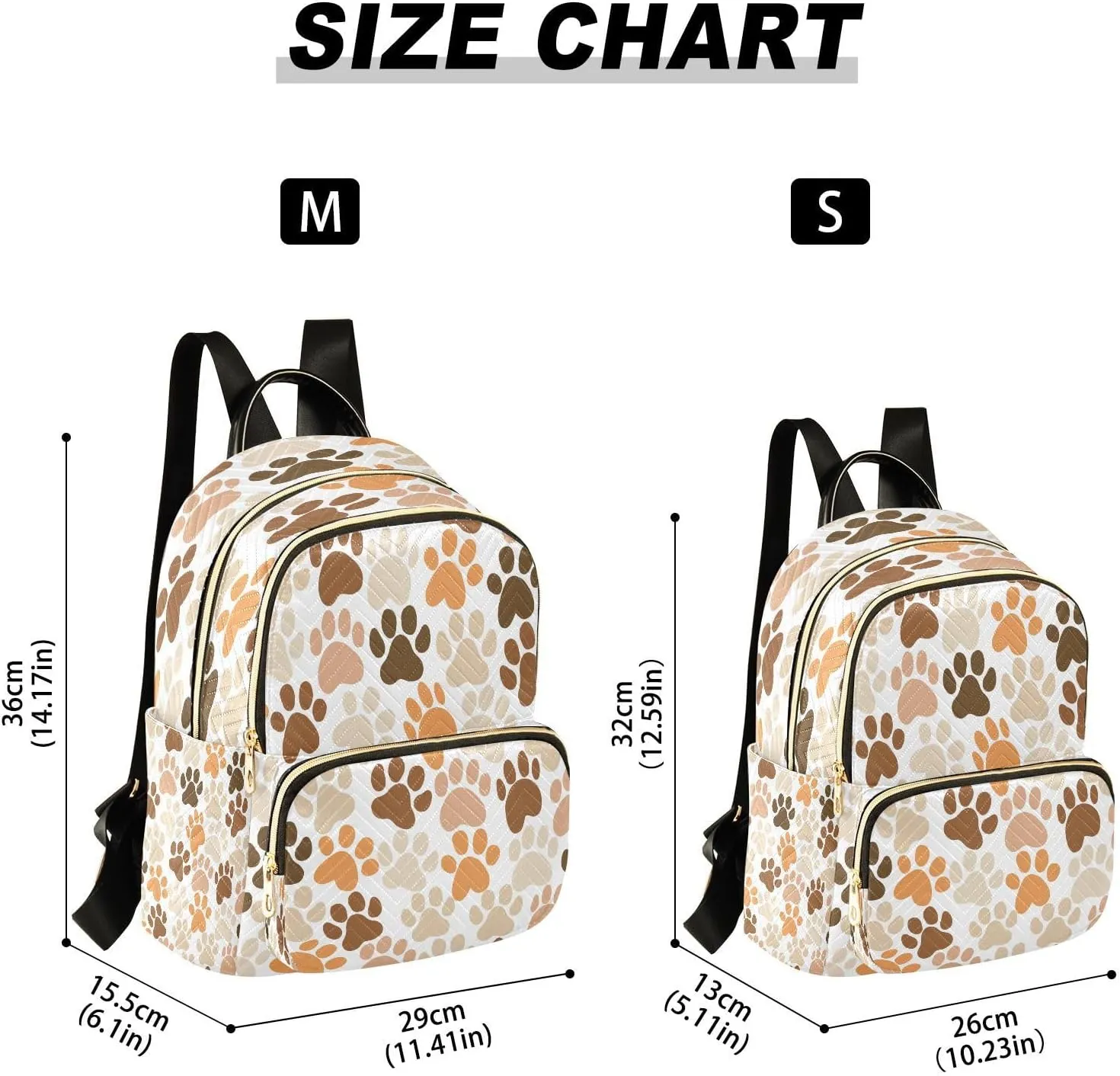 ALAZA Brown Orange Paw Print Women Backpack Purse Ladies Fashion Shoulder Bag Daypack Travel Bag 7.5L