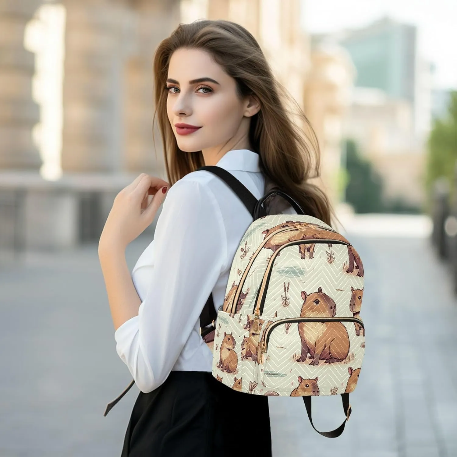 ALAZA Capybara Mini Backpack Purse for Women Travel Bag Lightweight Shoulder Bag Fashion Daypack18