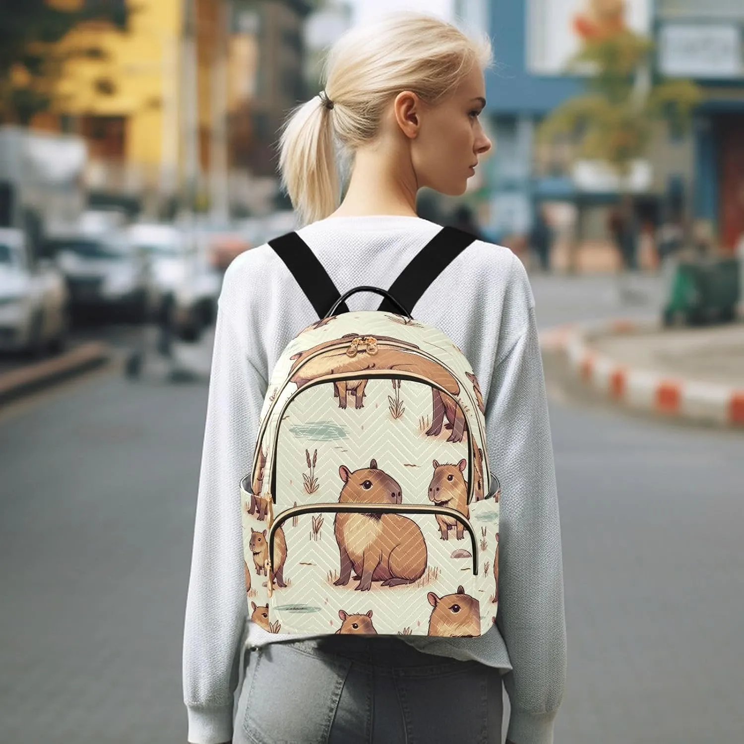 ALAZA Capybara Mini Backpack Purse for Women Travel Bag Lightweight Shoulder Bag Fashion Daypack18