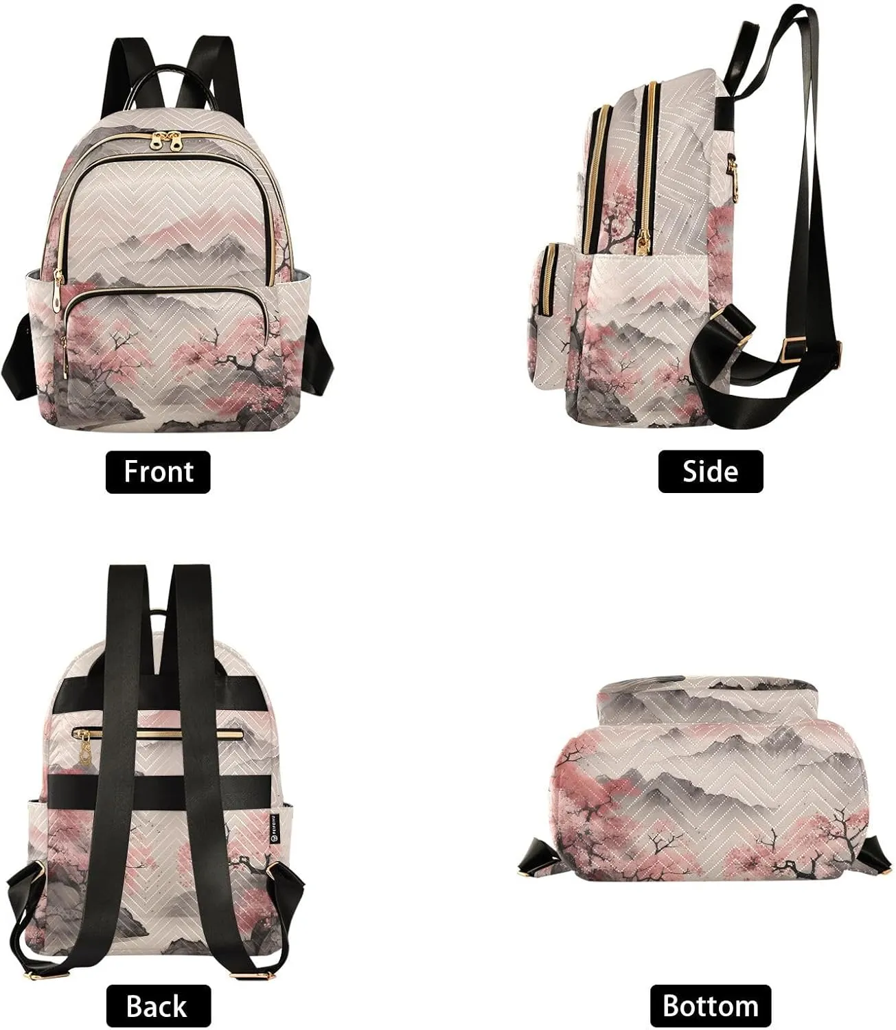 ALAZA Cherry Blossom Mountain Mini Backpack Purse for Women Travel Bag Lightweight Shoulder Bag Fashion Daypack