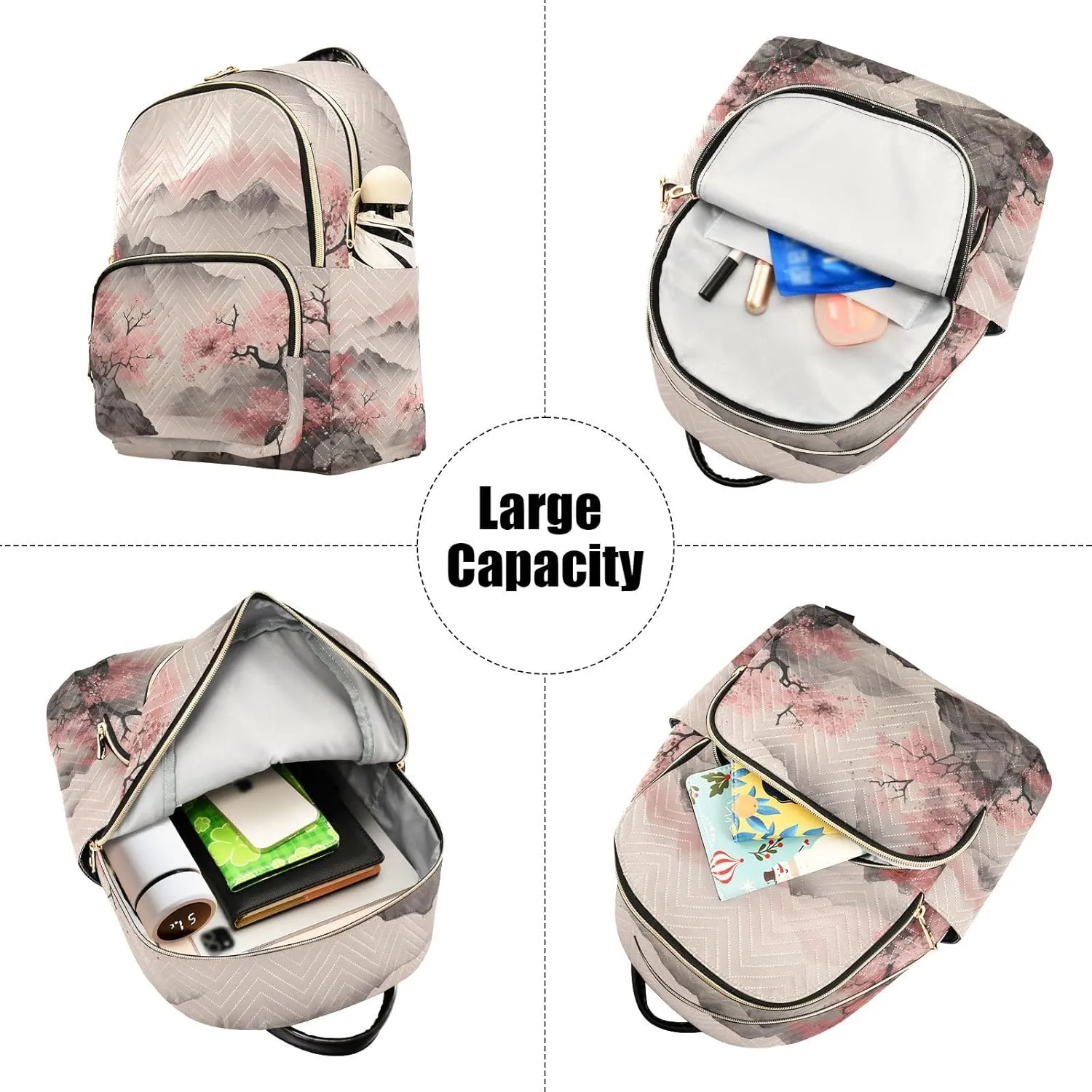 ALAZA Cherry Blossom Mountain Mini Backpack Purse for Women Travel Bag Lightweight Shoulder Bag Fashion Daypack