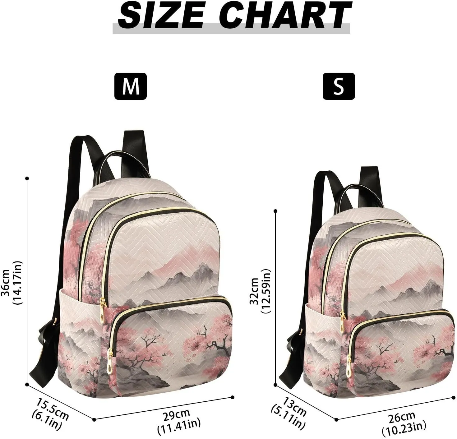 ALAZA Cherry Blossom Mountain Mini Backpack Purse for Women Travel Bag Lightweight Shoulder Bag Fashion Daypack