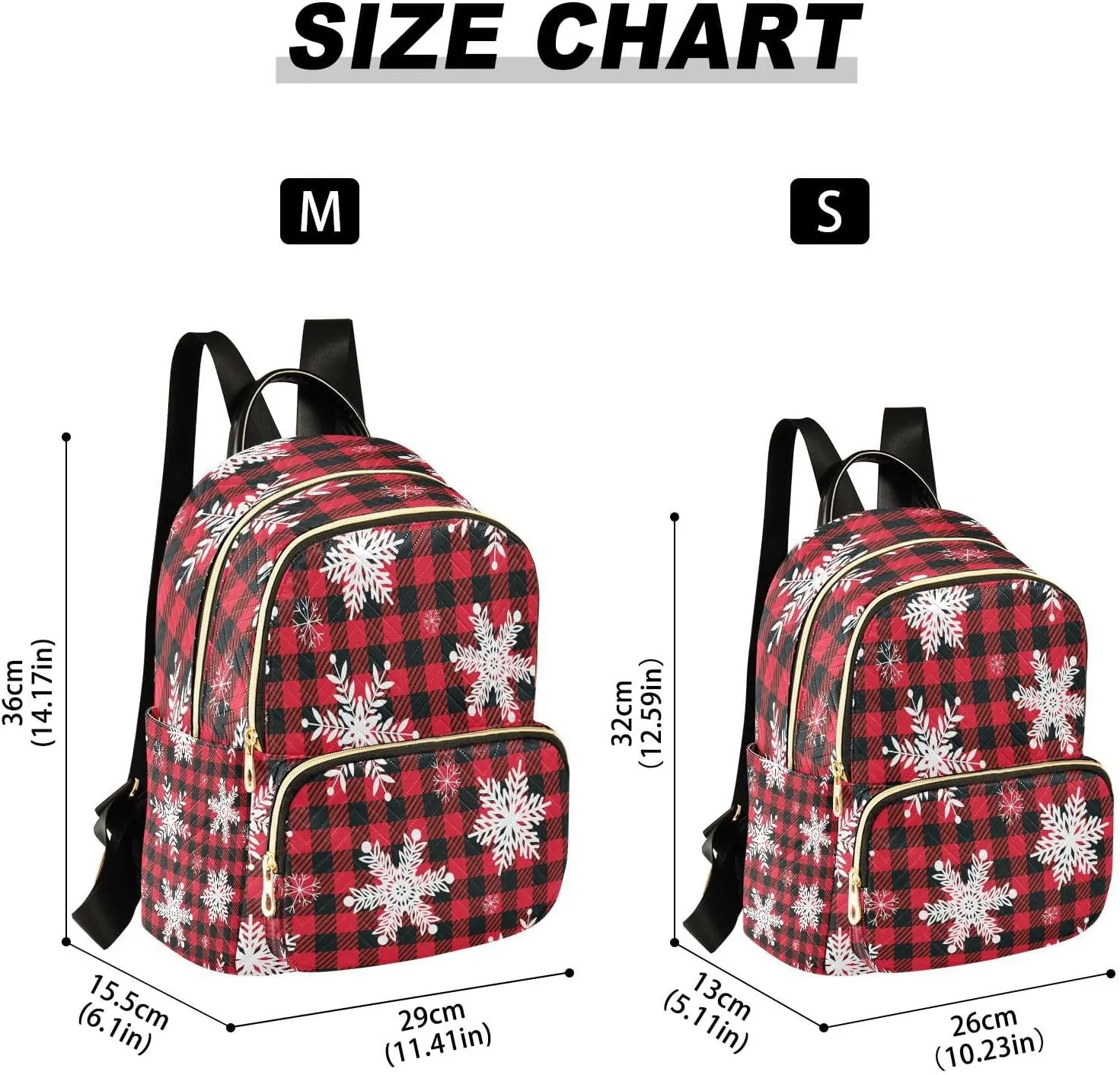 ALAZA Christmas Snowflake Buffalo Plaid Women Backpack Purse Ladies Fashion Shoulder Bag Daypack Travel Bag 10L