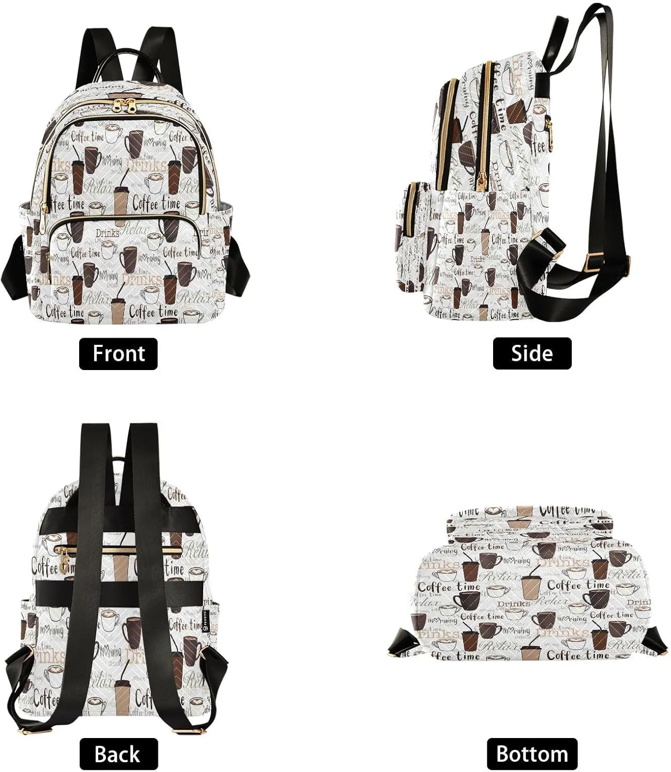 ALAZA Coffee Cup Women Backpack Purse Ladies Fashion Shoulder Bag Daypack Travel Bag 10L
