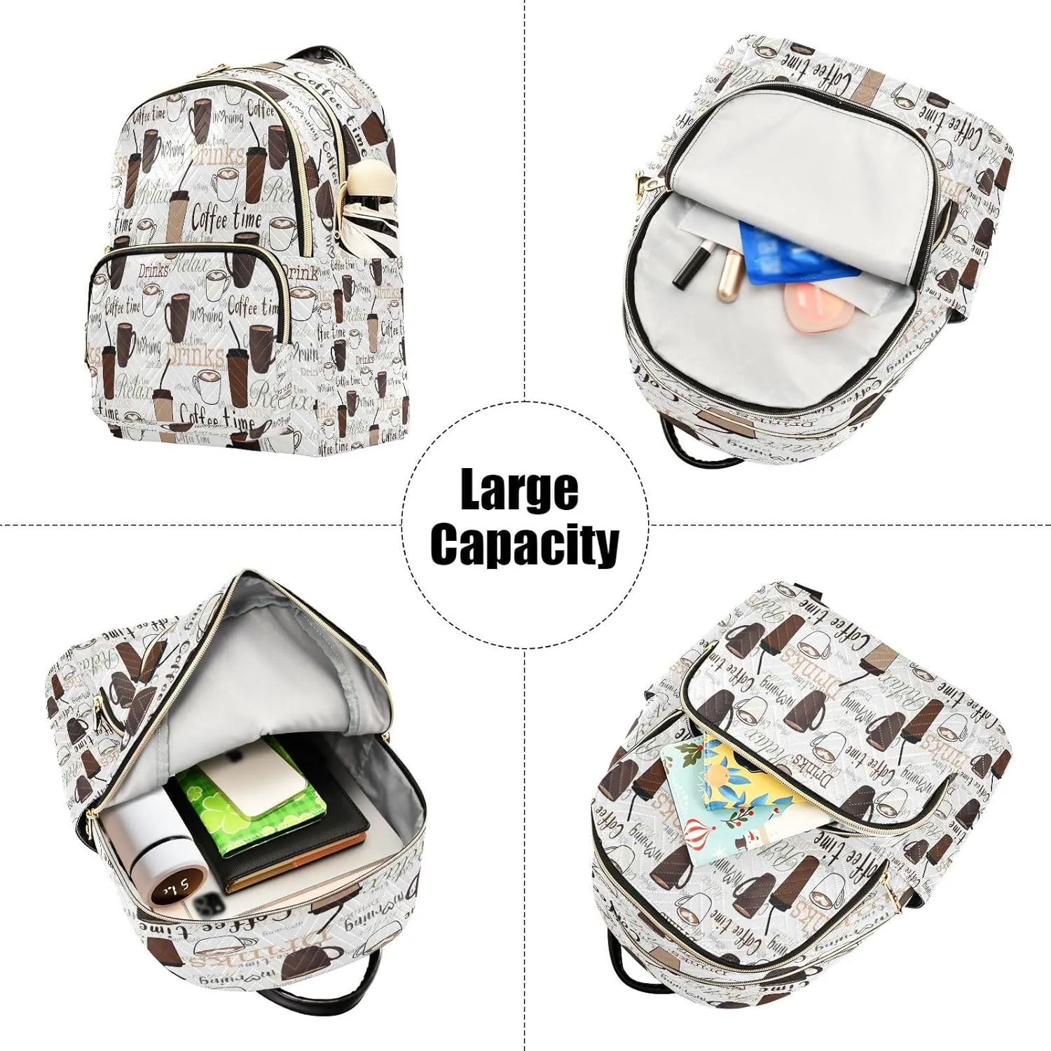 ALAZA Coffee Cup Women Backpack Purse Ladies Fashion Shoulder Bag Daypack Travel Bag 10L
