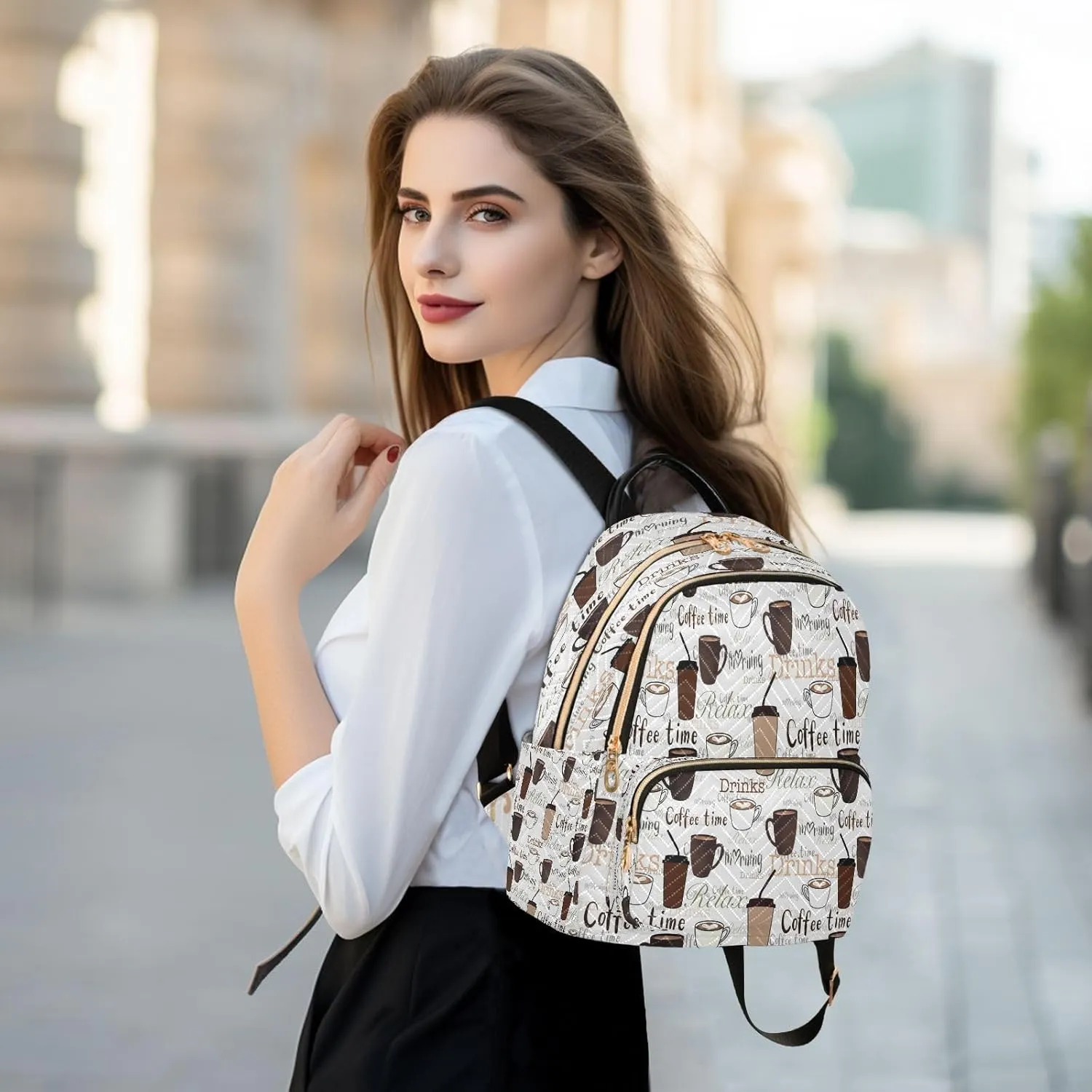 ALAZA Coffee Cup Women Backpack Purse Ladies Fashion Shoulder Bag Daypack Travel Bag 10L