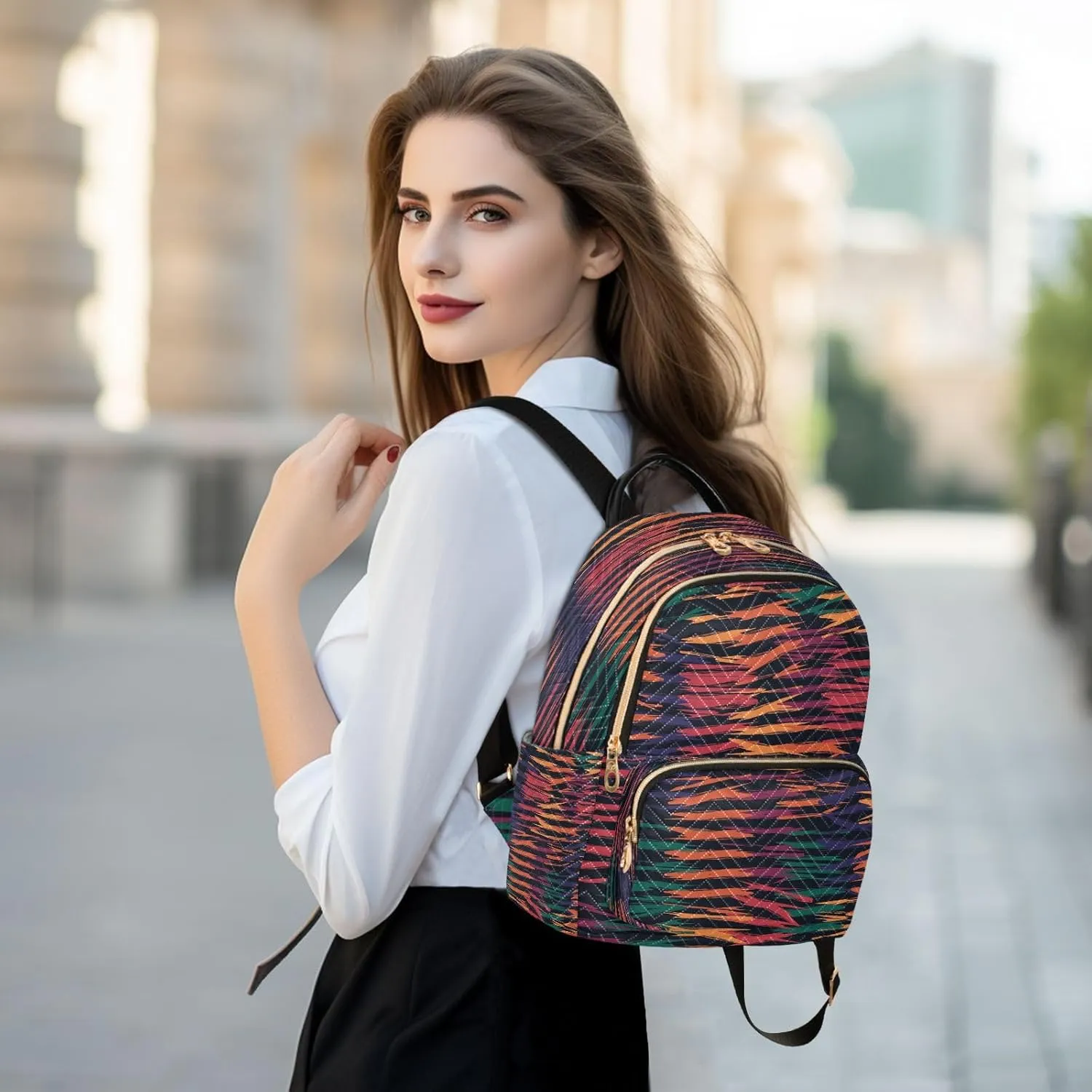 ALAZA Colorful Camouflage Women Backpack Purse Ladies Fashion Shoulder Bag Daypack Travel Bag 10L