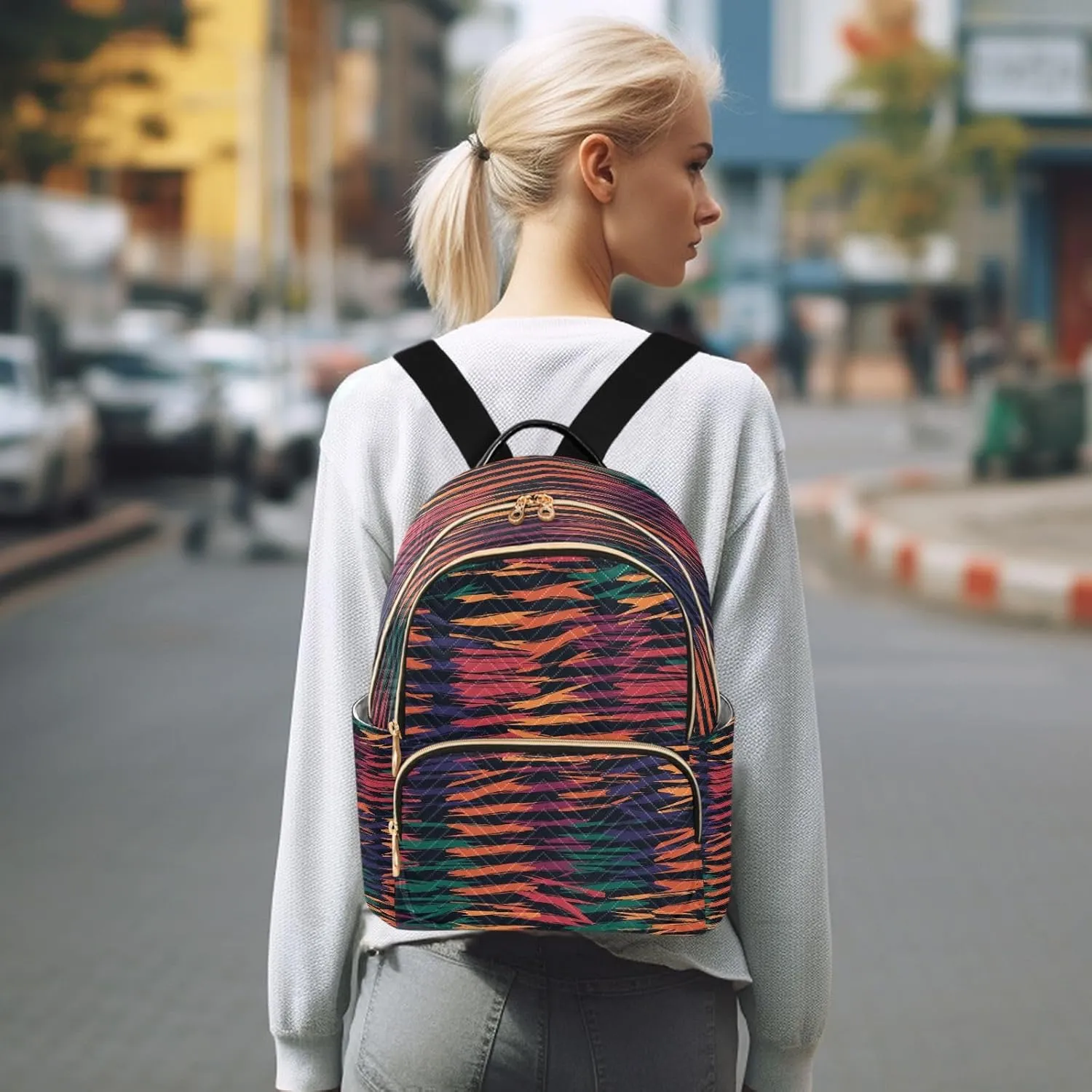 ALAZA Colorful Camouflage Women Backpack Purse Ladies Fashion Shoulder Bag Daypack Travel Bag 10L