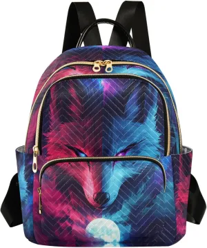 ALAZA Cool Galaxy Wolf Mini Backpack Purse for Women Travel Bag Lightweight Shoulder Bag Fashion Daypack