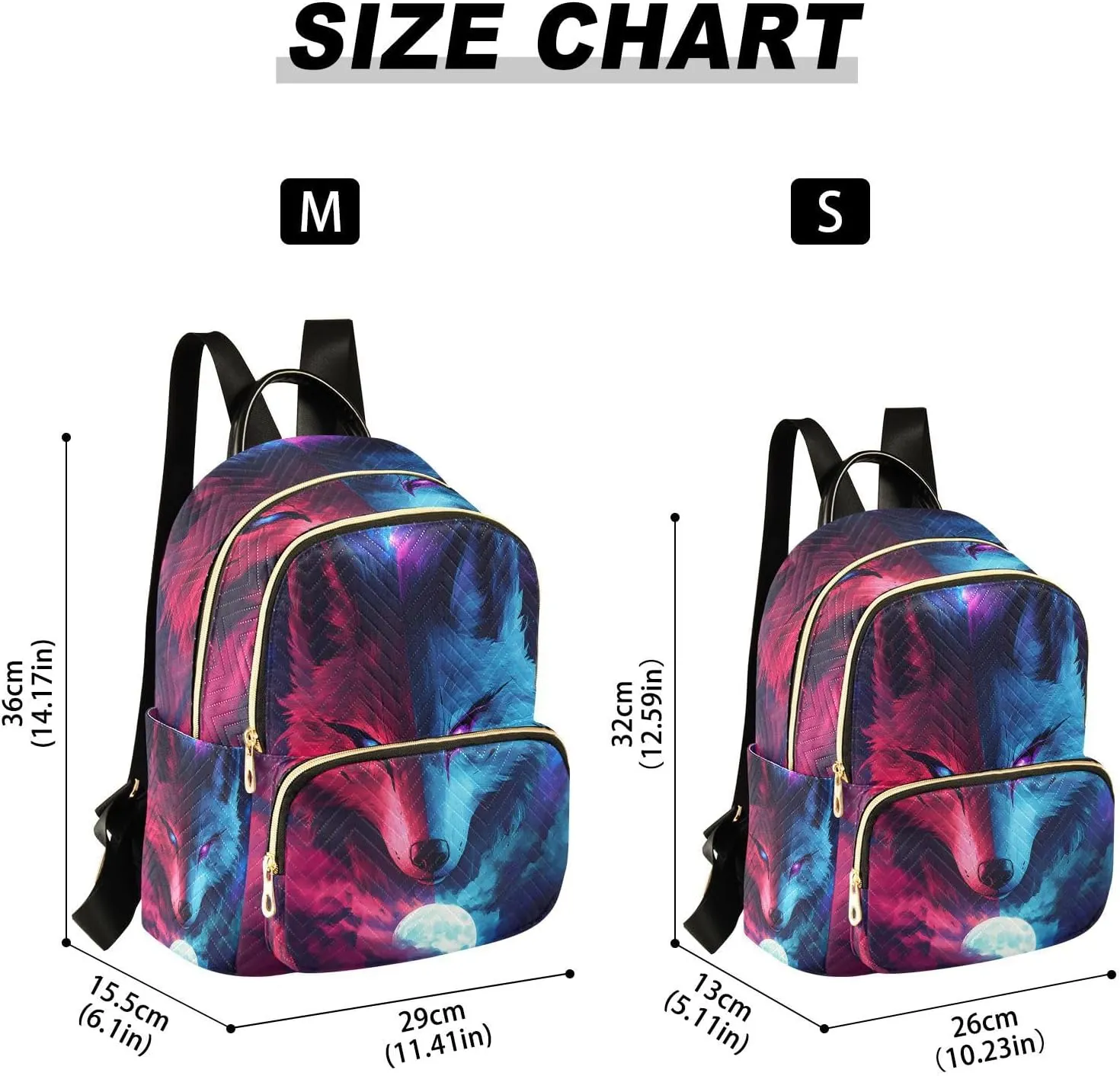ALAZA Cool Galaxy Wolf Mini Backpack Purse for Women Travel Bag Lightweight Shoulder Bag Fashion Daypack