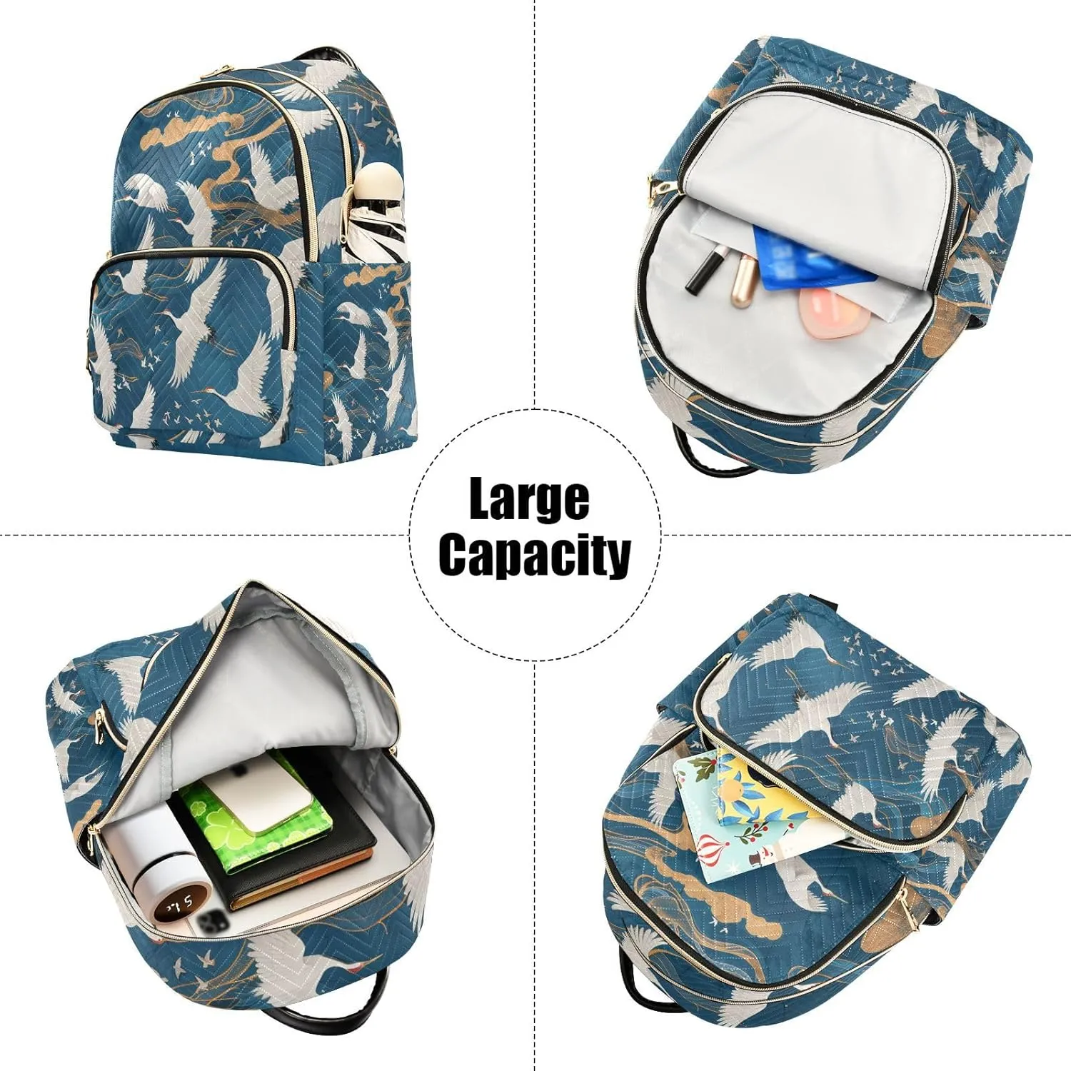 ALAZA Crane Small Backpack Purse for Women Travel Bag Lightweight Shoulder Bag Fashion Daypack