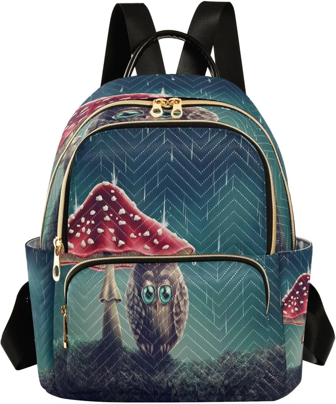 ALAZA Cute Animal Owl Mushroom Women Backpack Purse Ladies Fashion Shoulder Bag Daypack Travel Bag 7.5L