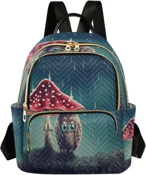 ALAZA Cute Animal Owl Mushroom Women Backpack Purse Ladies Fashion Shoulder Bag Daypack Travel Bag 7.5L