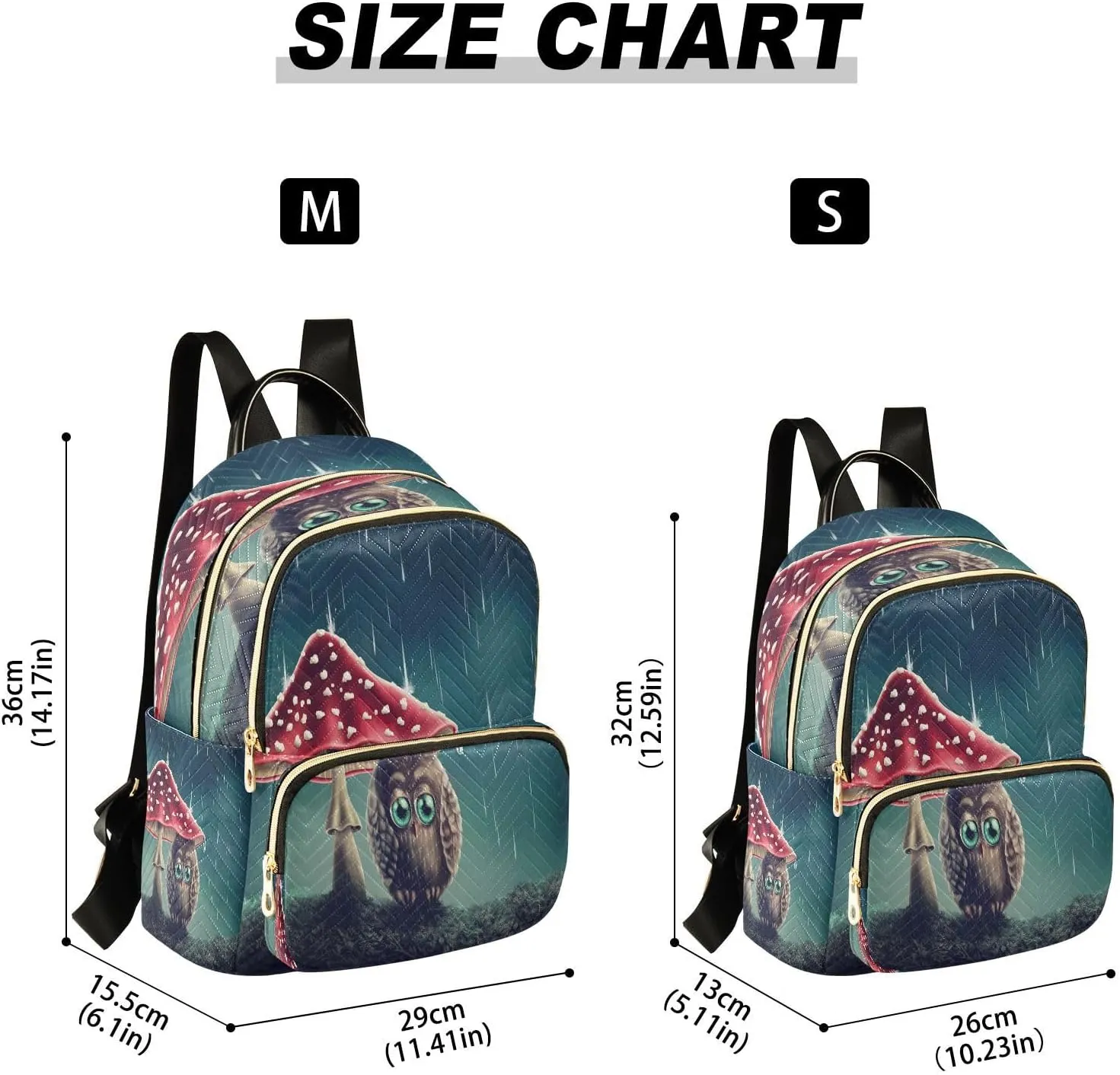 ALAZA Cute Animal Owl Mushroom Women Backpack Purse Ladies Fashion Shoulder Bag Daypack Travel Bag 7.5L