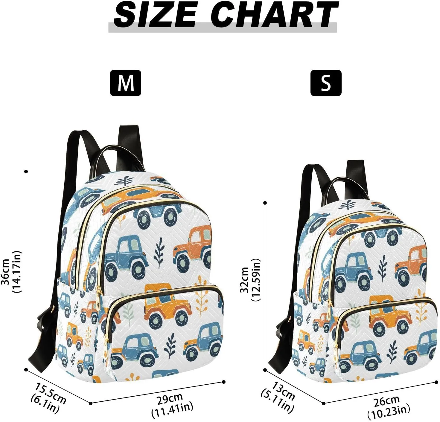 ALAZA Cute Little Off Road Car Small Backpack Purse for Women Travel Bag Lightweight Shoulder Bag Fashion Daypack