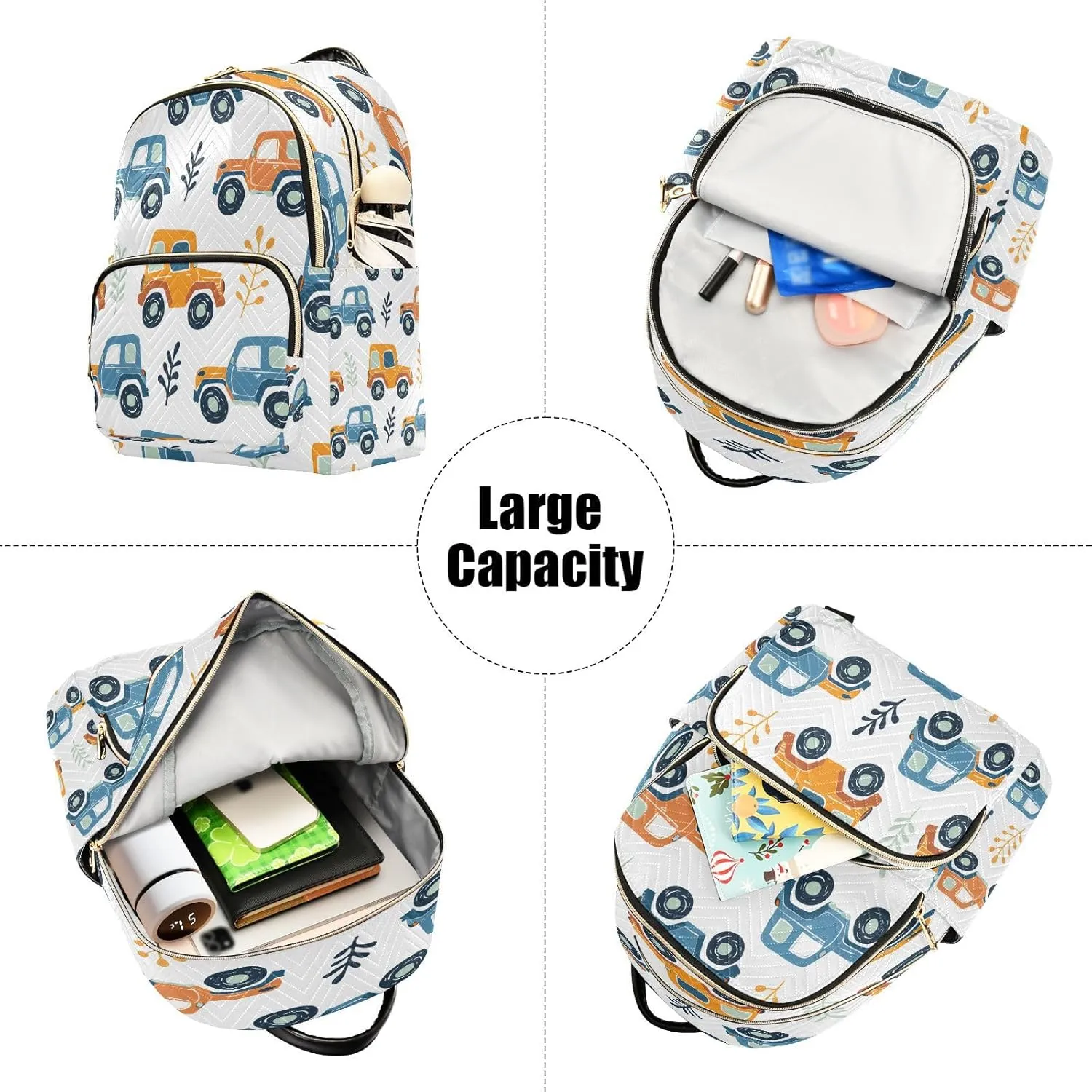 ALAZA Cute Little Off Road Car Small Backpack Purse for Women Travel Bag Lightweight Shoulder Bag Fashion Daypack