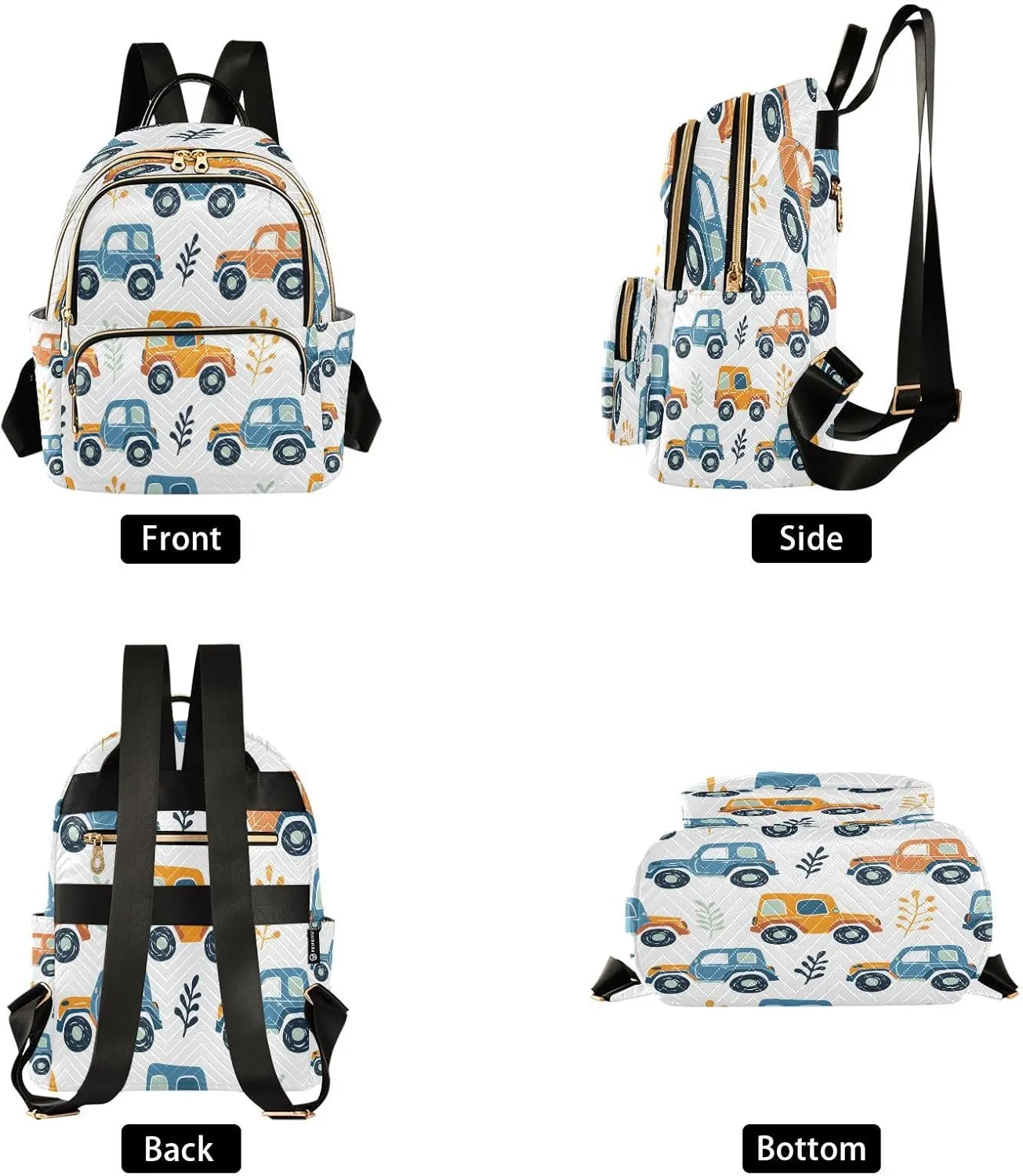 ALAZA Cute Little Off Road Car Small Backpack Purse for Women Travel Bag Lightweight Shoulder Bag Fashion Daypack