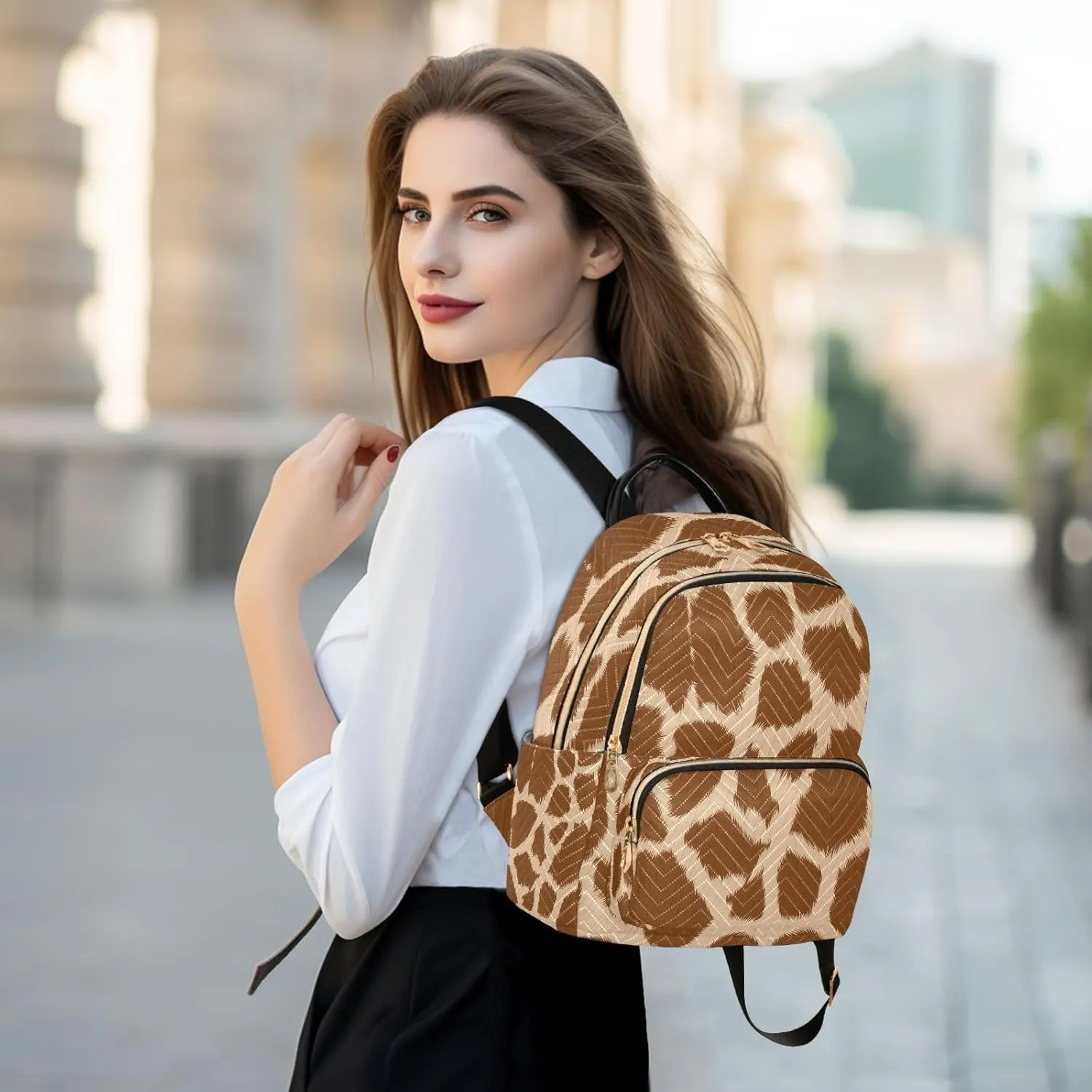 ALAZA Giraffe Animal Spots Women Backpack Purse Ladies Fashion Shoulder Bag Daypack Travel Bag 10L