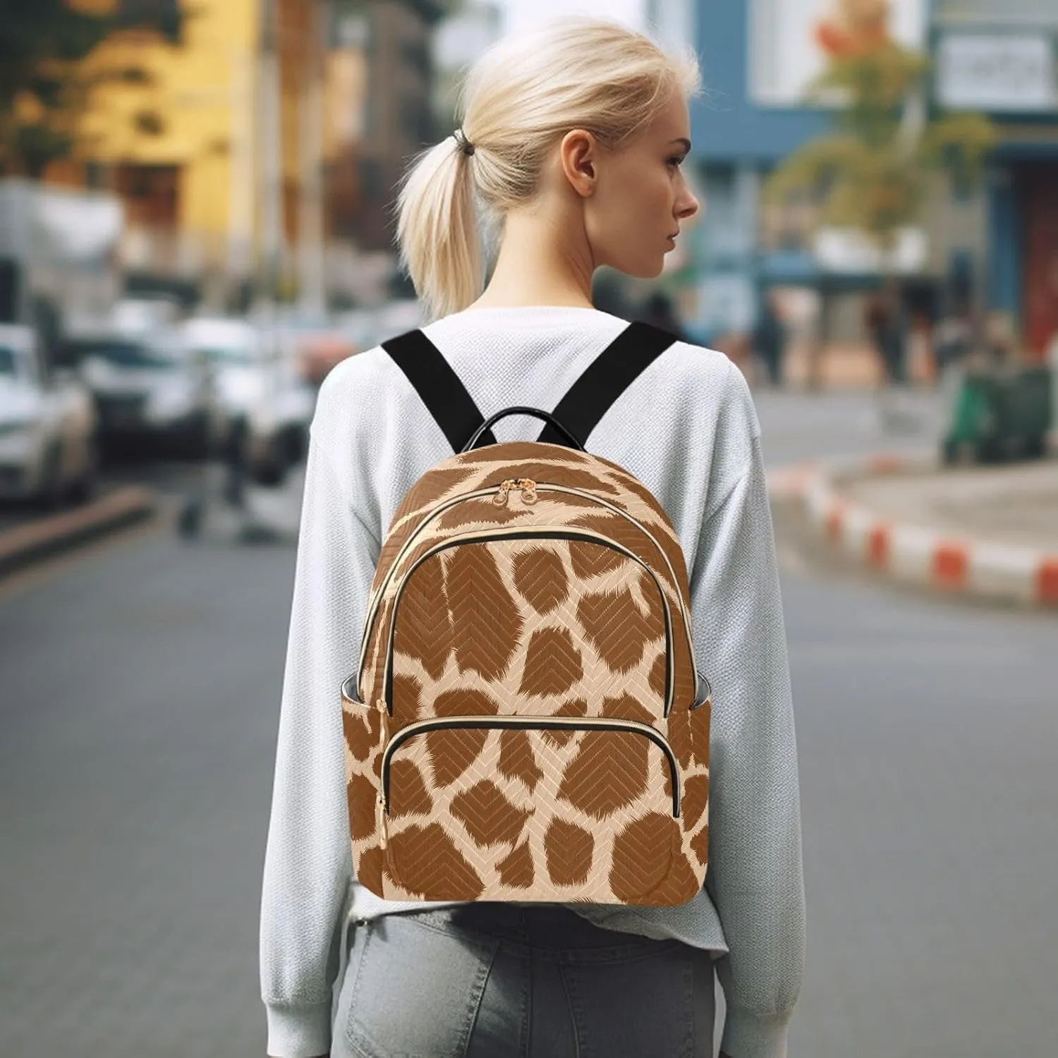ALAZA Giraffe Animal Spots Women Backpack Purse Ladies Fashion Shoulder Bag Daypack Travel Bag 10L