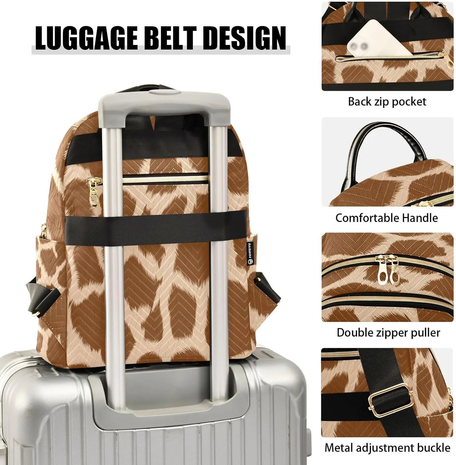 ALAZA Giraffe Animal Spots Women Backpack Purse Ladies Fashion Shoulder Bag Daypack Travel Bag 10L